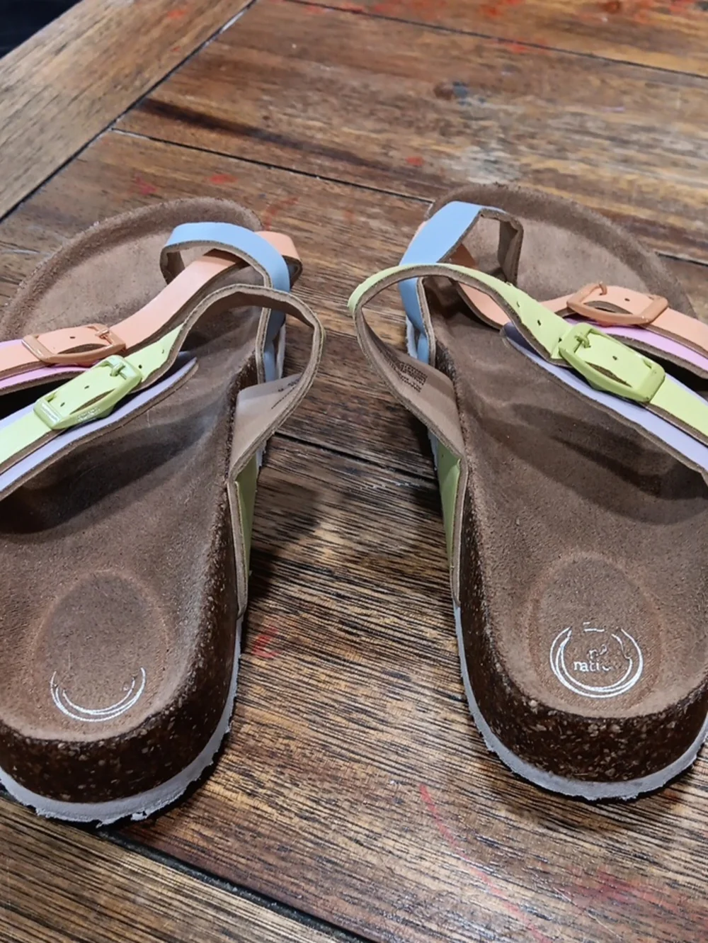 Wonder Nation Kids Multi-Color Buckle Sandals - Pastel Straps